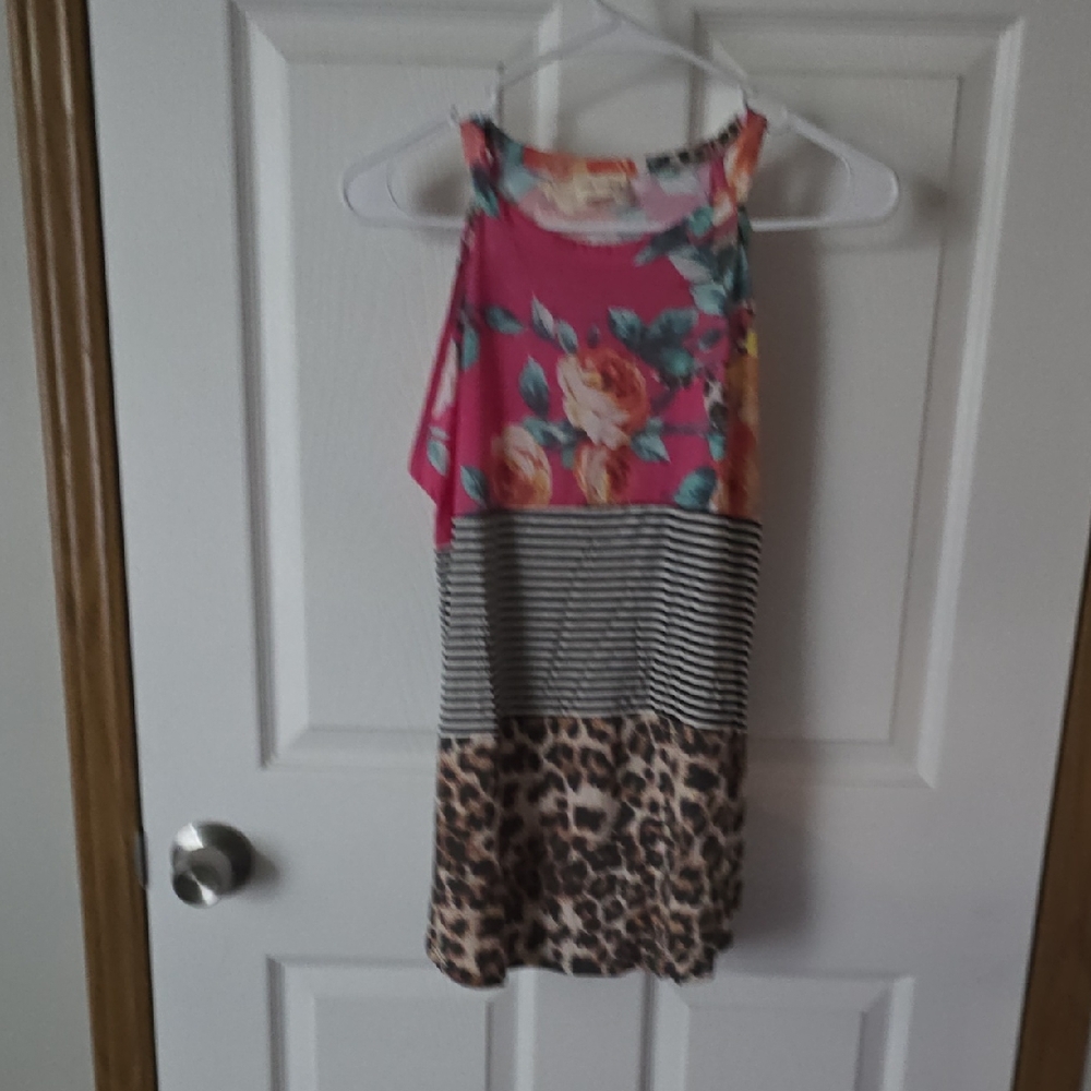 Lovely Melody Floral and Striped Tank Top